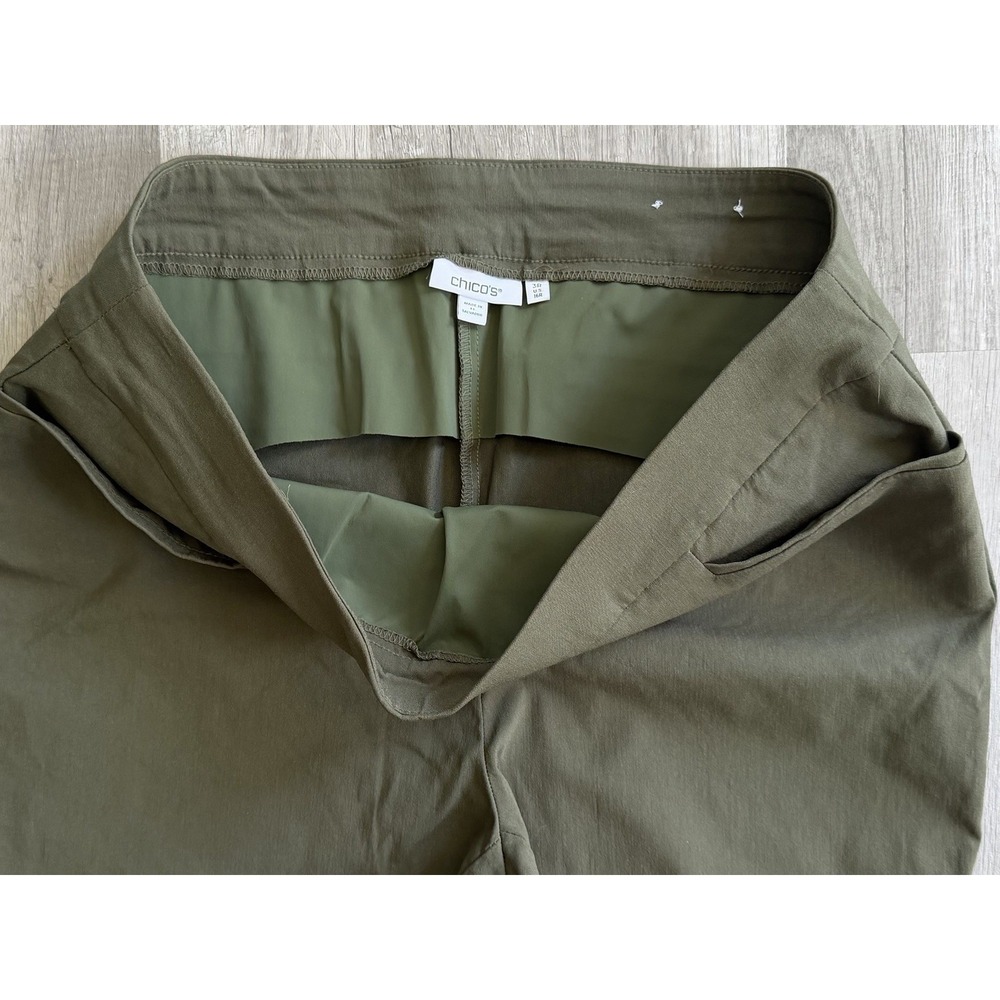 Chicos Perfect Stretch Ankle Pants Elastic Waist Olive Green Size 3R US 16R - Picture 5 of 14